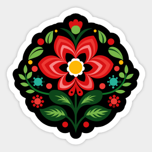 Norwegian Rosemaling Flower Folk Art Ornament Sticker